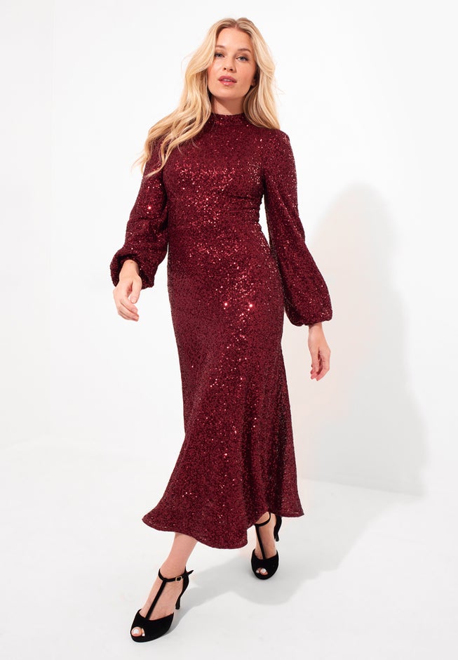 A-Line Sequin Midi Dress image number 4