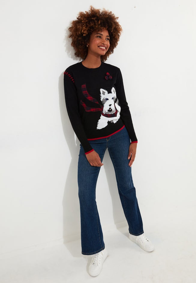 Puppy In Plaid Pullover Novelty Sweater image number 2