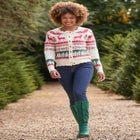 Novelty Reindeer Cardigan Sweater image number null