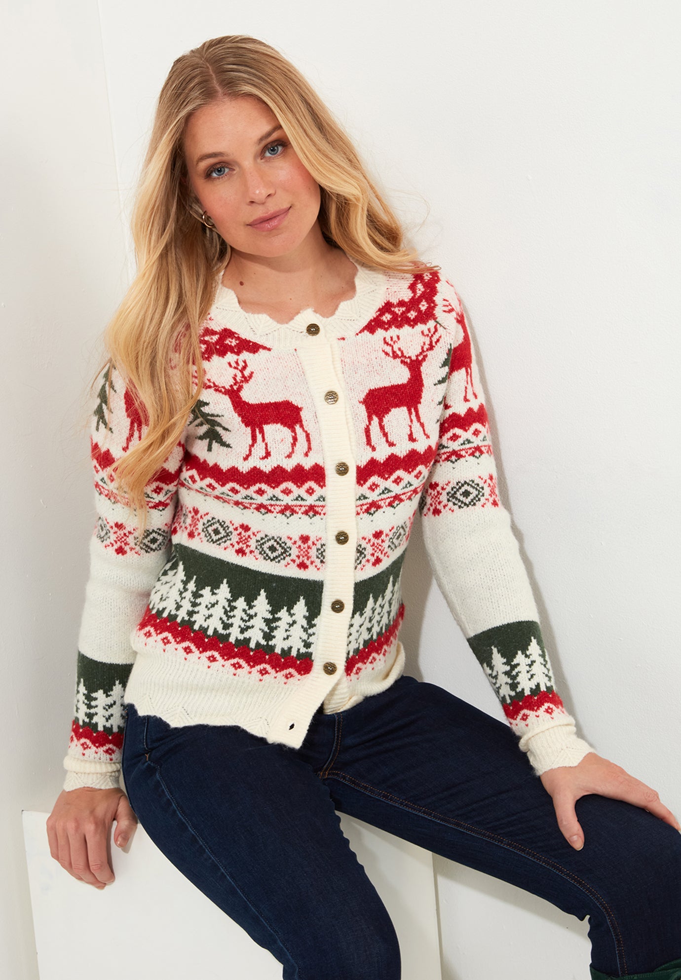 Novelty Reindeer Cardigan Sweater image number 0