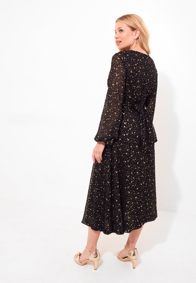 Starry Georgette Midi Dress image number 4