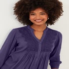 Crochet Trim Pintuck Shirt image number null