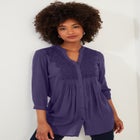 Crochet Trim Pintuck Shirt image number null