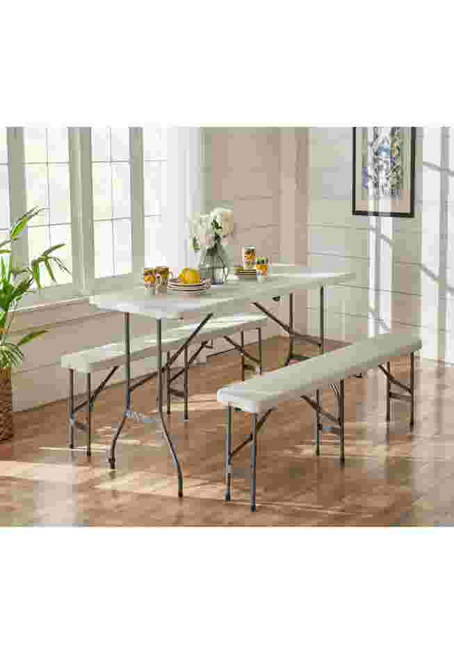 6'L Fold-In-Half Resin Bench image number 1