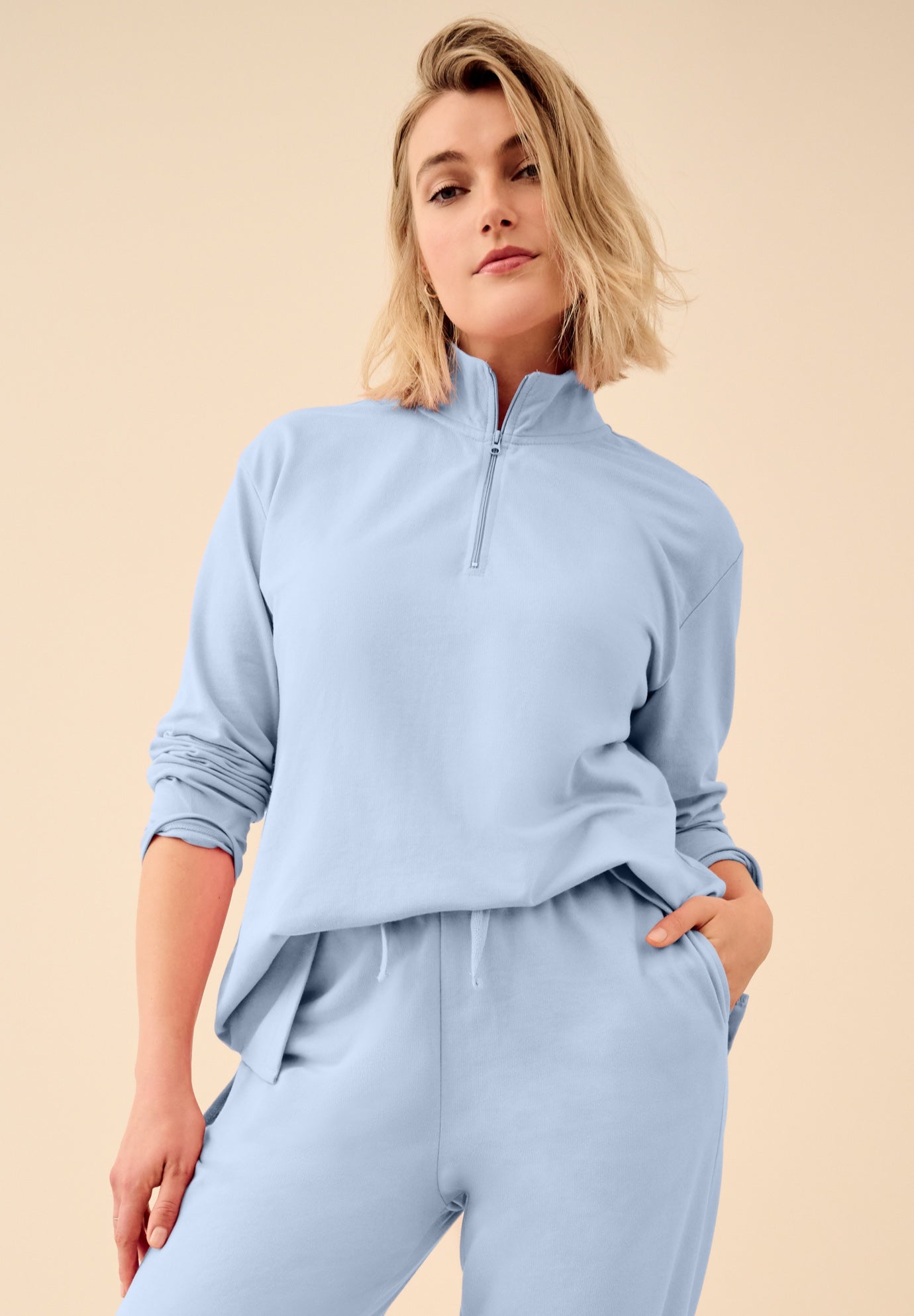 &frac14; Zip Collar French Terry Sweatshirt image number 0