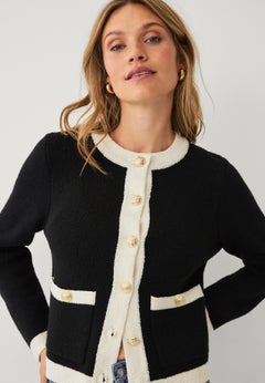 Boxy Gold Button Front Cardigan