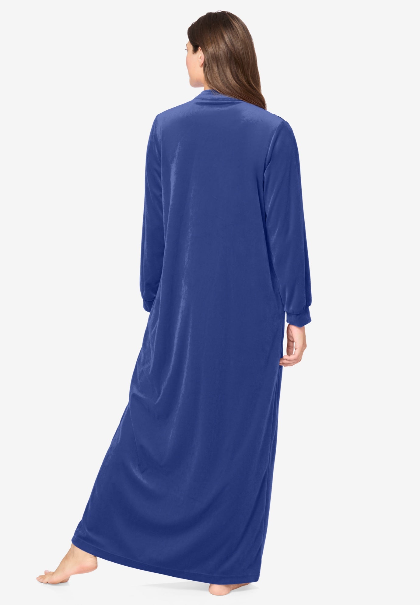 Smocked Velour Long Robe image number 1