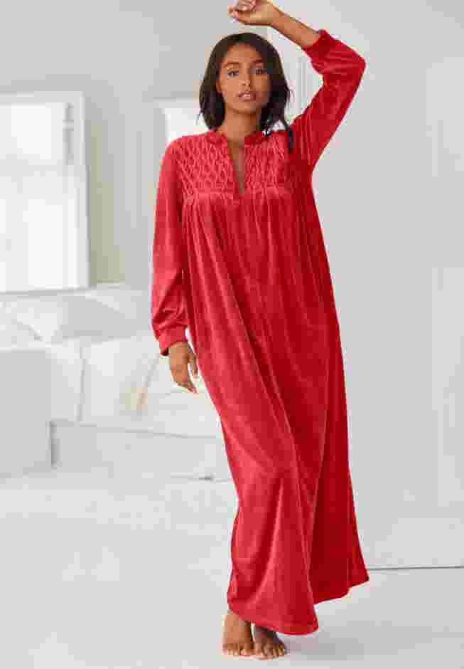 Smocked Velour Long Robe image number 4