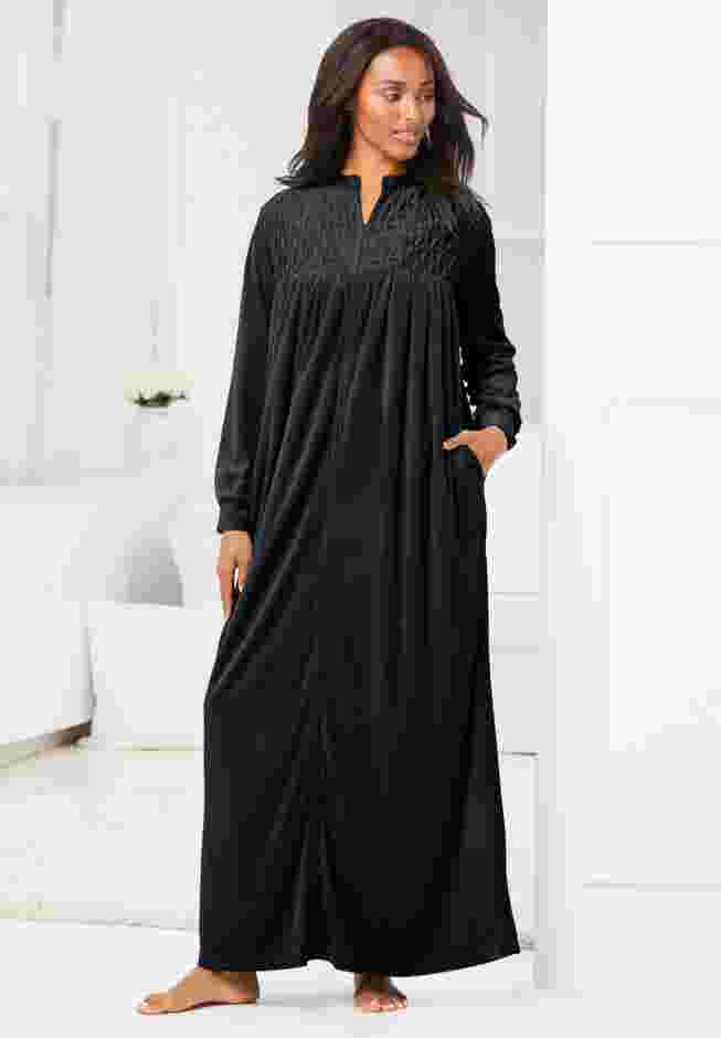 Smocked Velour Long Robe image number 0
