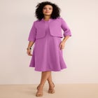Plus Size Elbow Sleeve Fit-and-Flare Dress with Bolero Jacket &ndash; 2-Piece Suit image number null