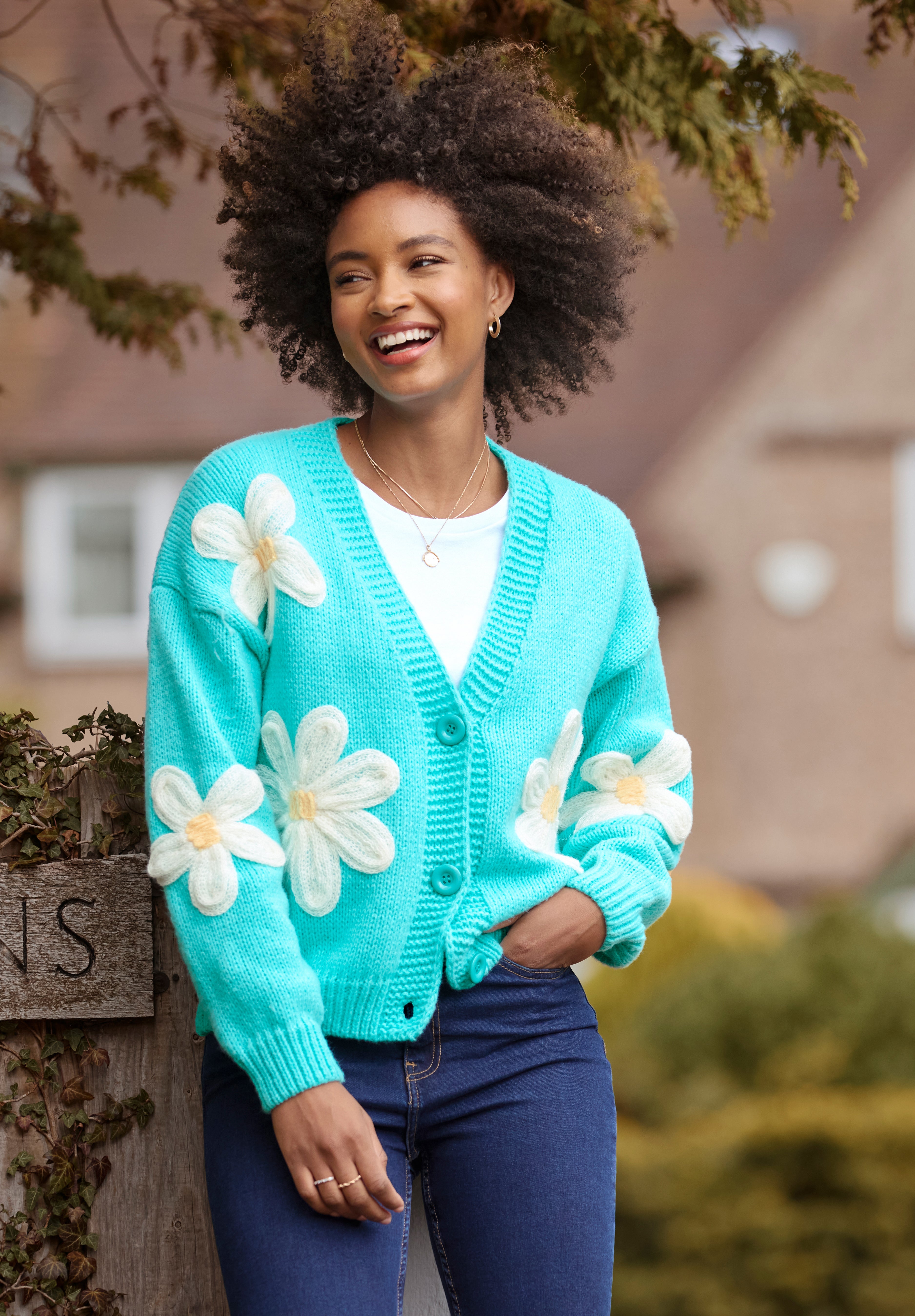 V-Neck Daisy Cardigan image number 0