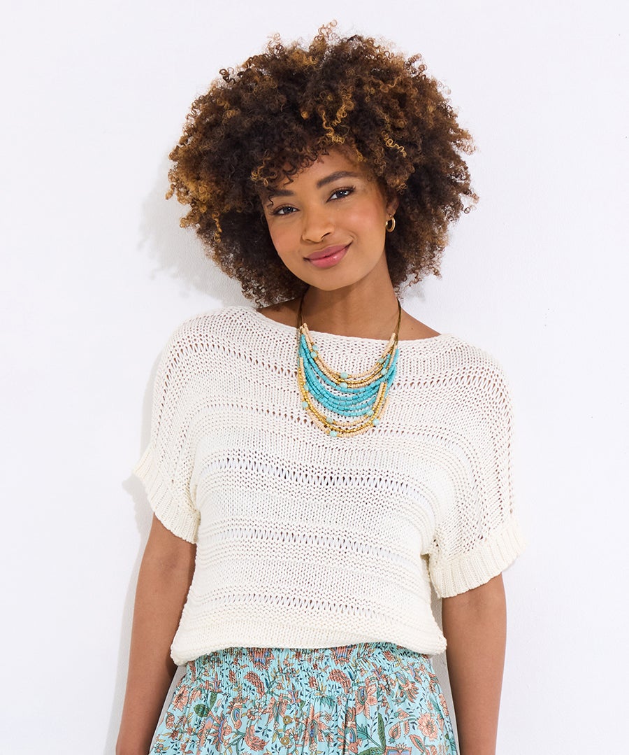 Boatneck Pointelle Sweater image number 4