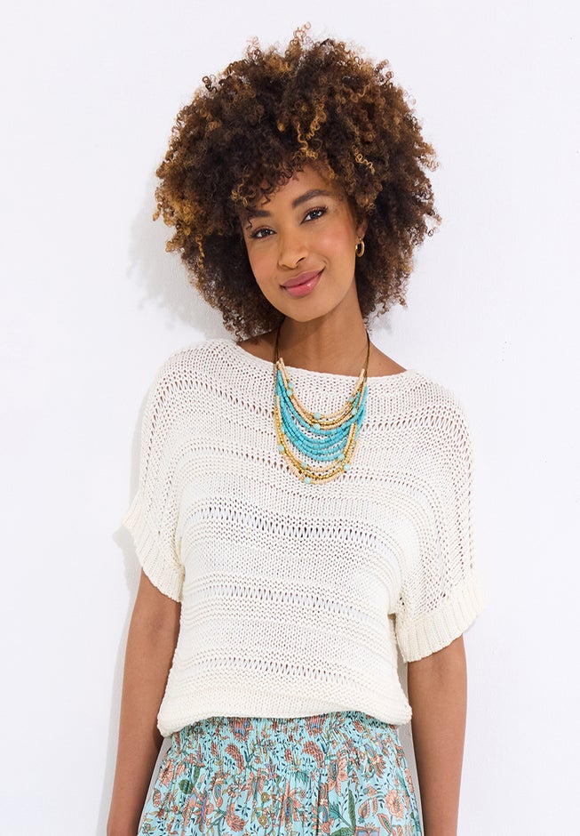 Boatneck Pointelle Sweater image number 4