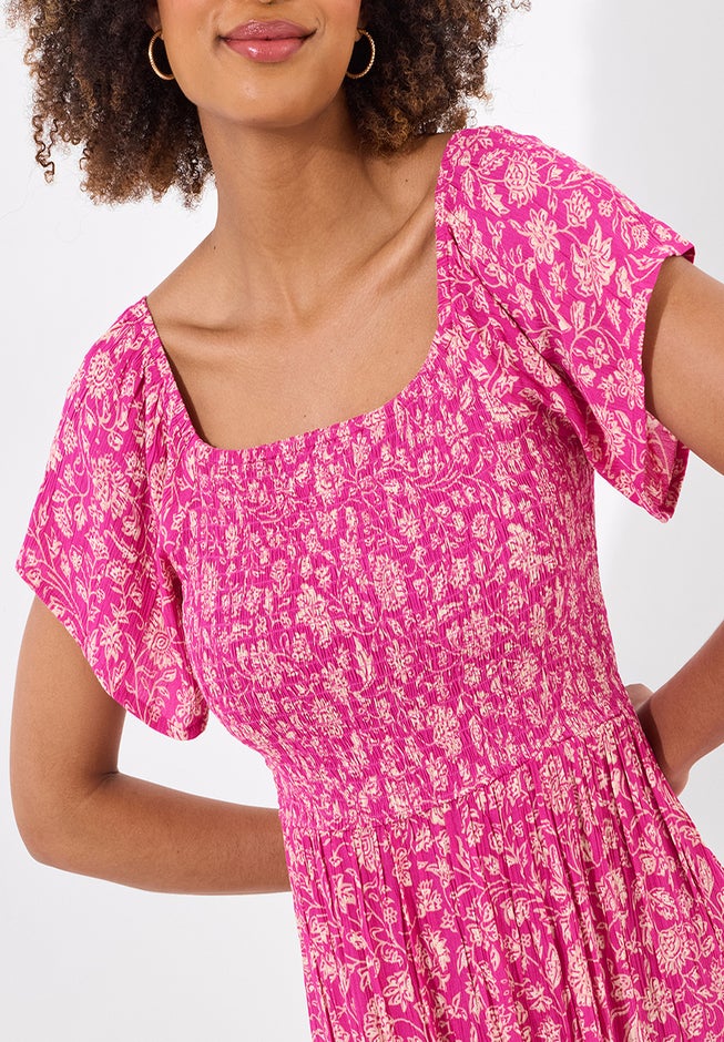 Square Neck Crinkle Meadow Maxi Dress image number 1