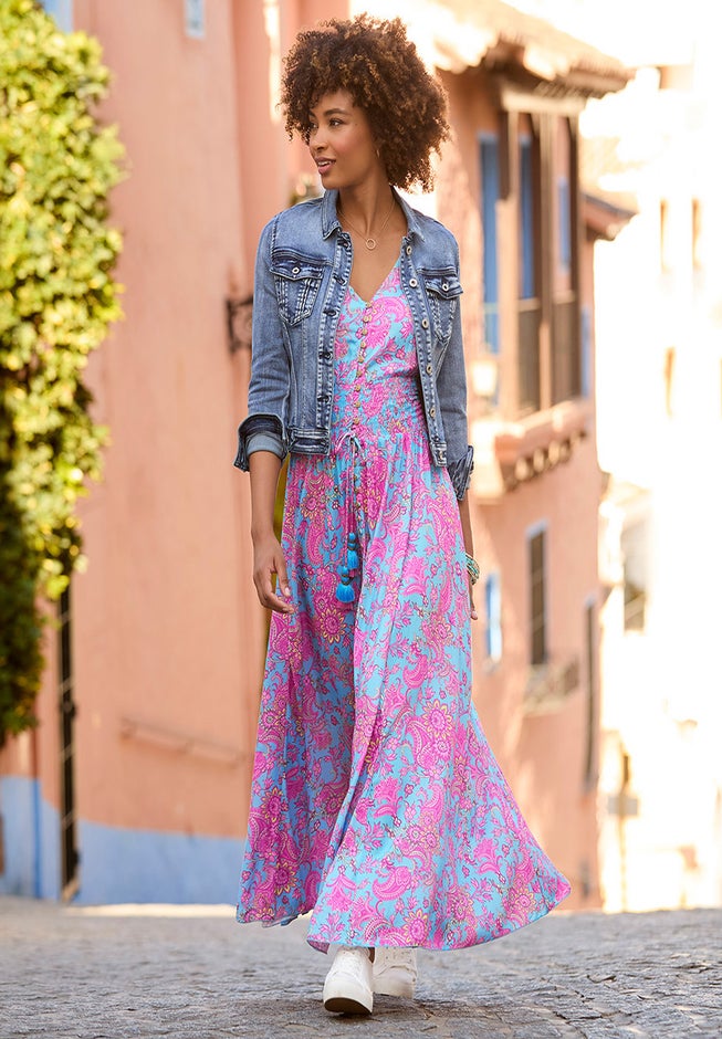 V-neck Ruffle Maxi Dress image number 4