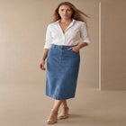 Classic Cotton Denim Midi Skirt image number null