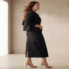 Classic Cotton Denim Midi Skirt image number null