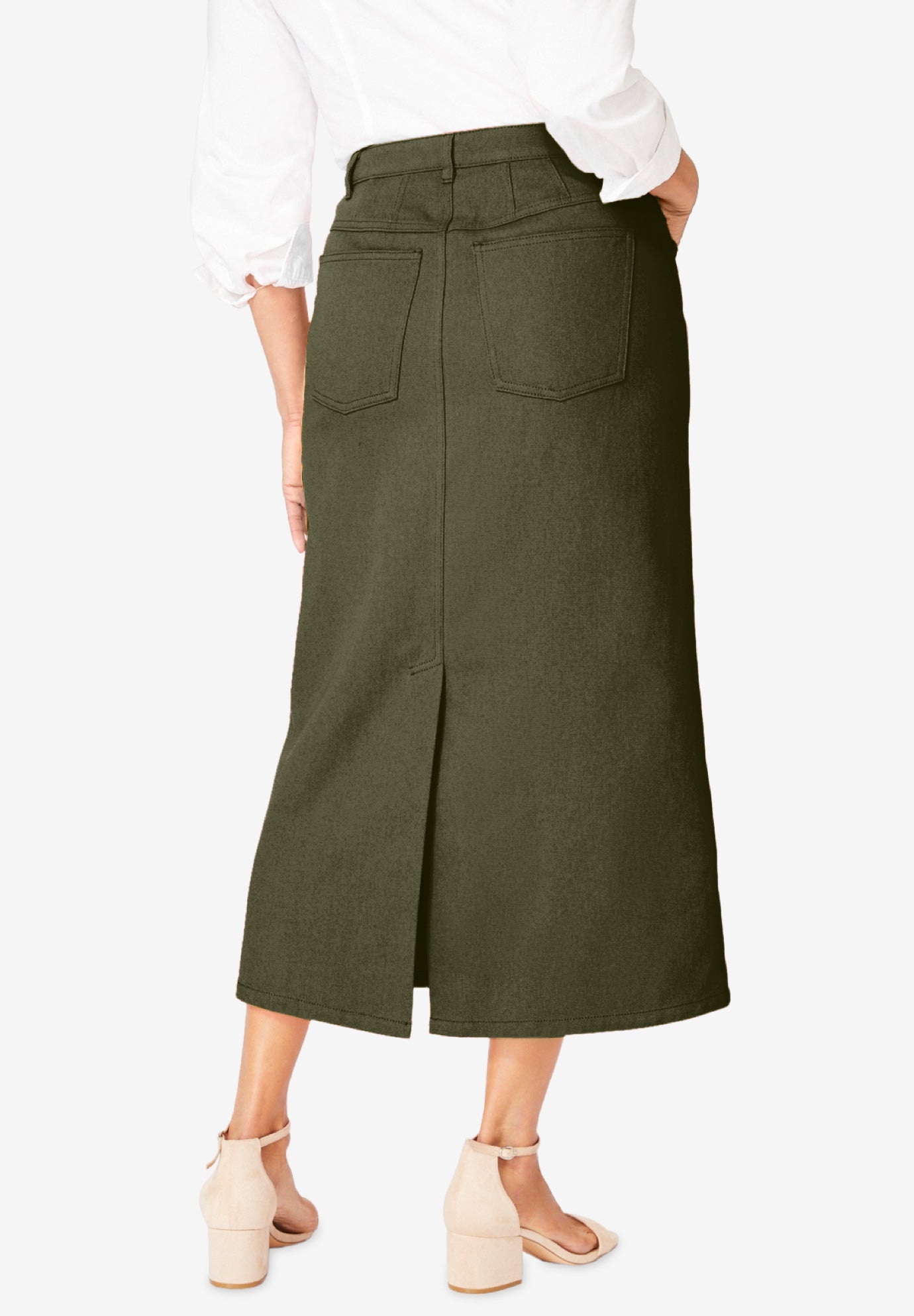 Classic Cotton Denim Midi Skirt image number 1