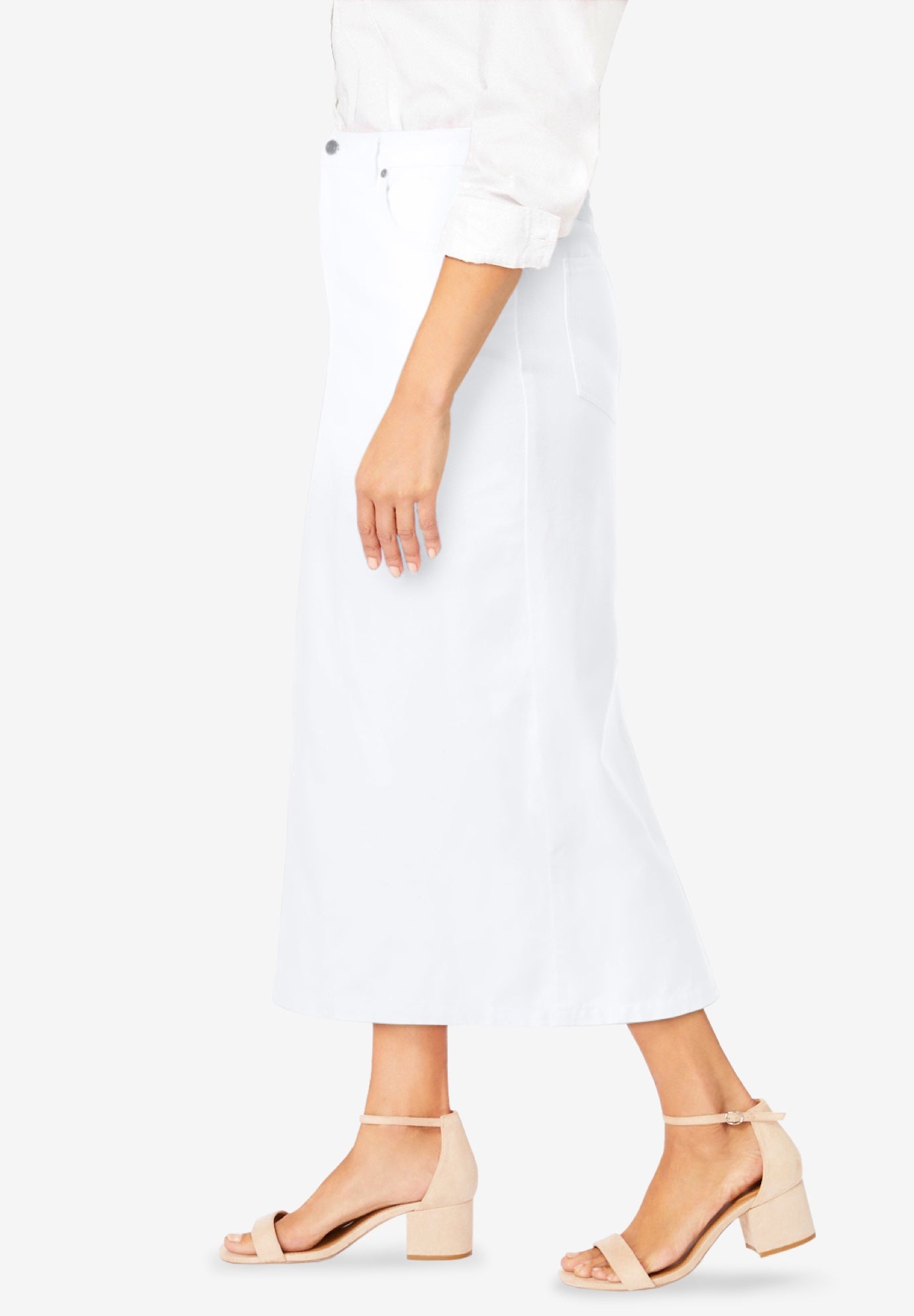 Classic Cotton Denim Midi Skirt image number 3