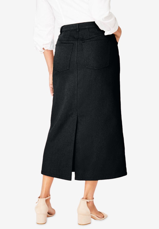 Classic Cotton Denim Midi Skirt image number 1