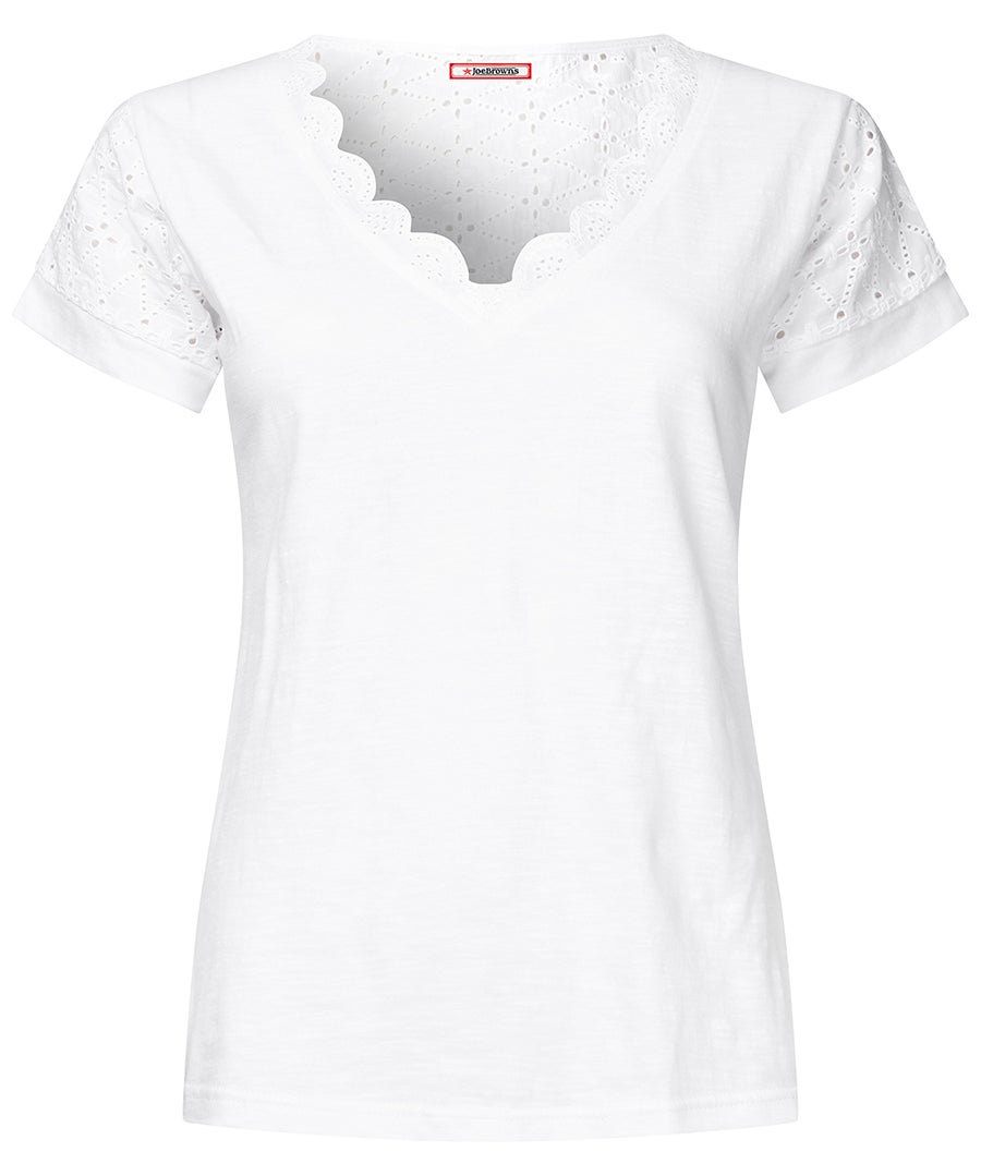 V-Neck Eyelet Tee image number 4