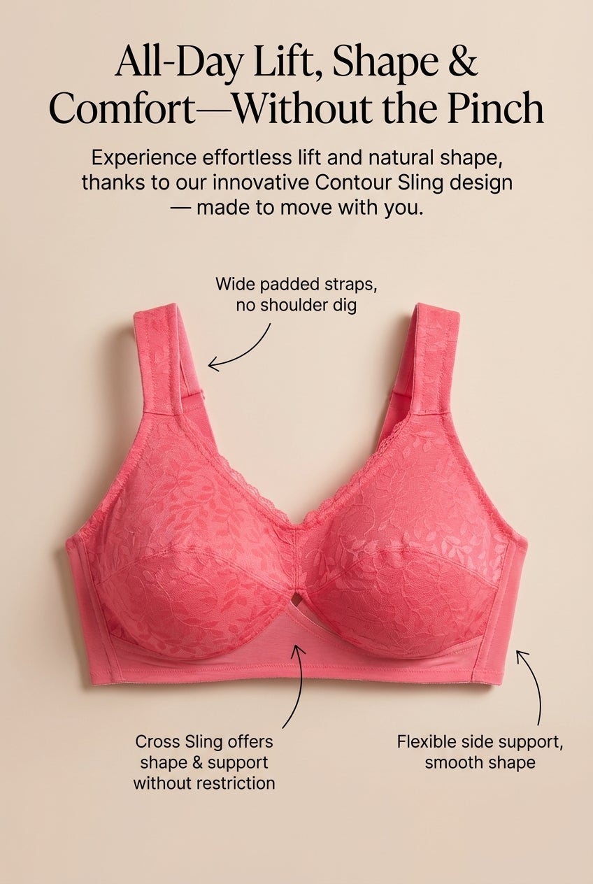 Comfort Choice&reg; Full Coverage Sling Double Band Lace Bra image number 4