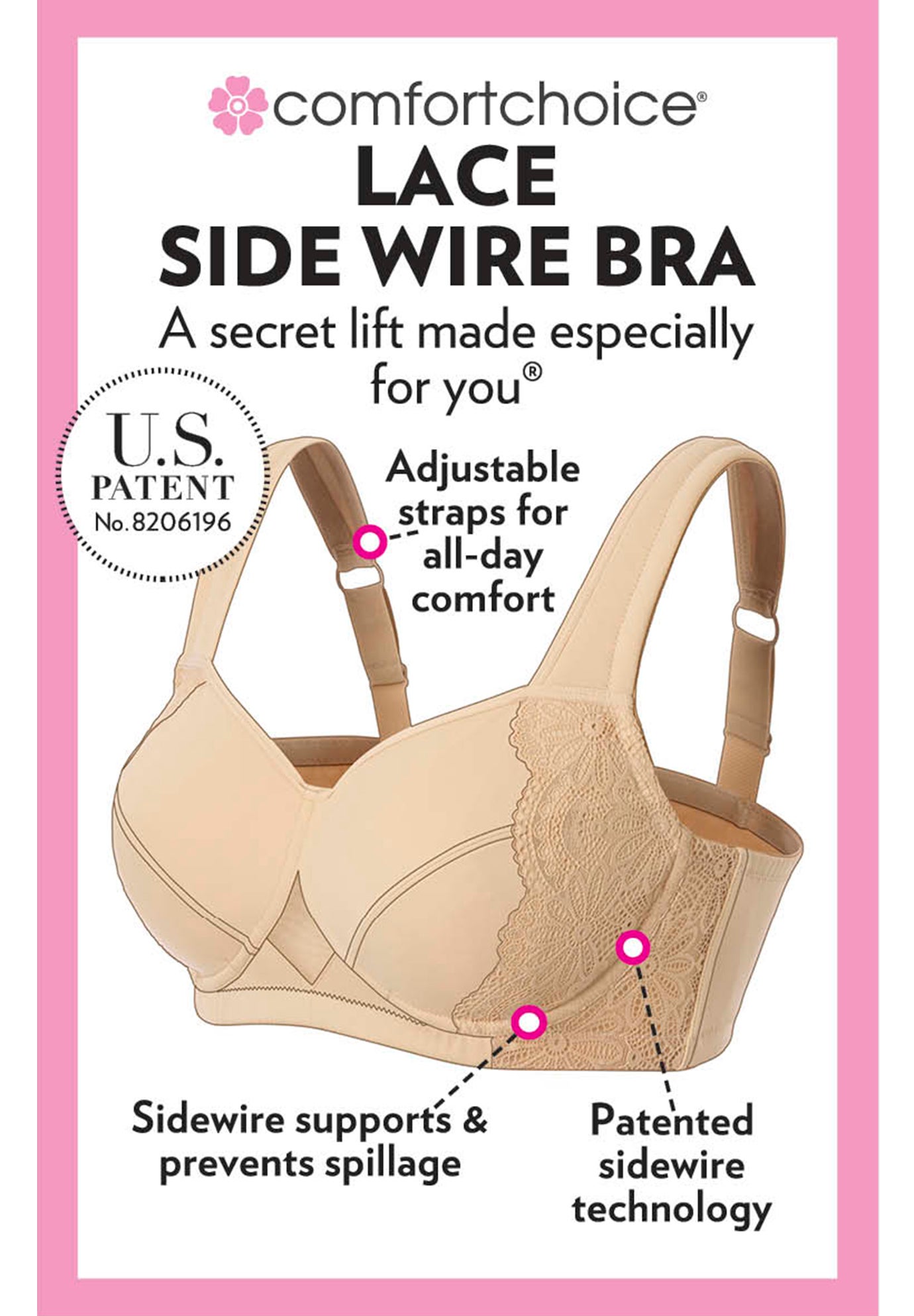 Full Coverage Side Wire Bra image number 3