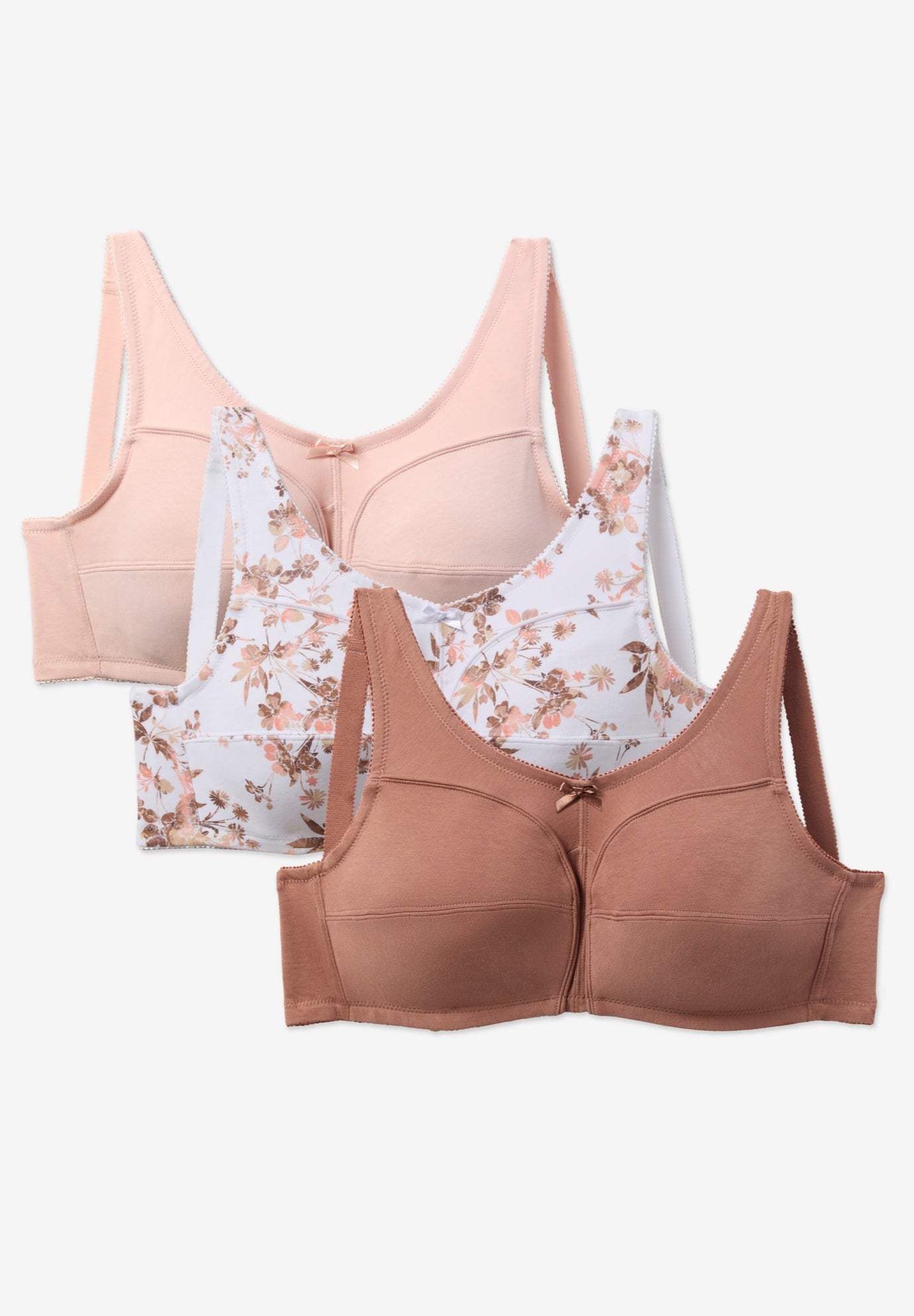 3-Pack Wireless Light Support Cotton Bra image number 2