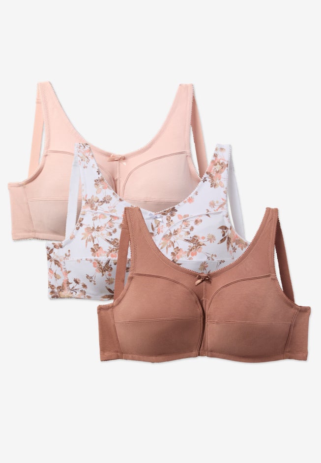 3-Pack Wireless Light Support Cotton Bra image number 2
