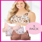 3-Pack Wireless Light Support Cotton Bra image number 1