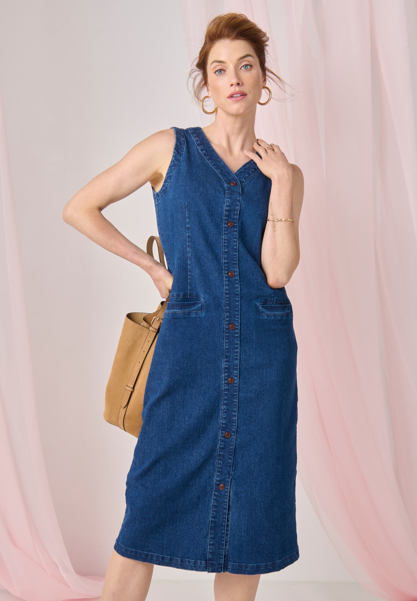 Denim Button Maxi Dress image number 1