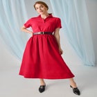 Mixed Media Poplin Shirt Dress image number null