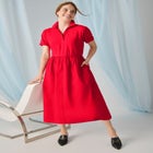 Mixed Media Poplin Shirt Dress image number null