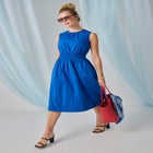 Smocked Poplin Midi Dress image number null