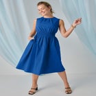 Smocked Poplin Midi Dress image number null
