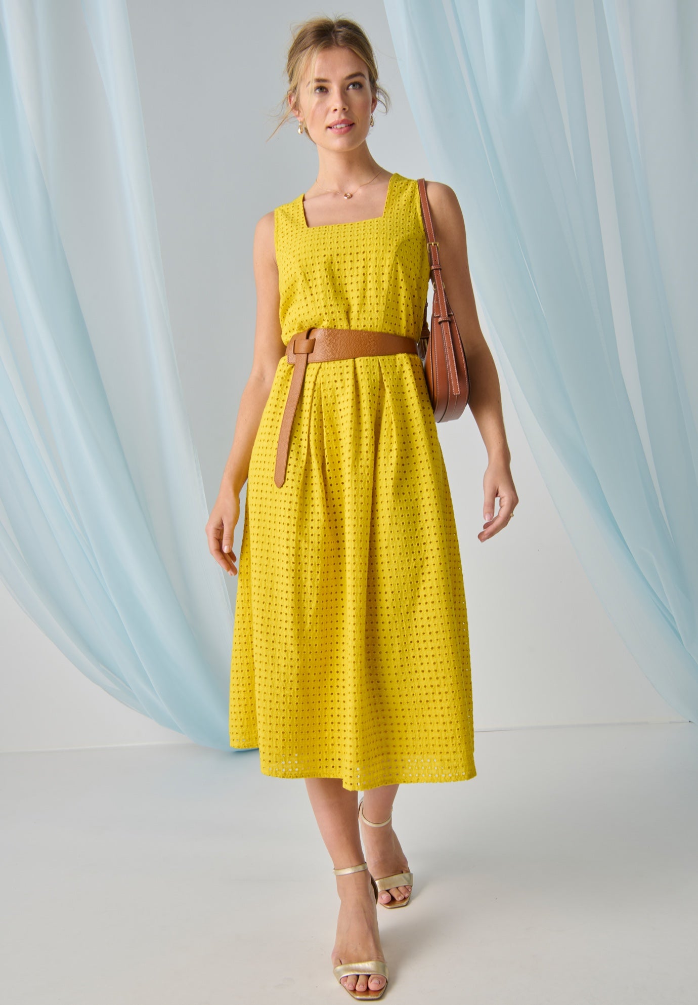 Sleeveless Eyelet Midi Dress image number 1