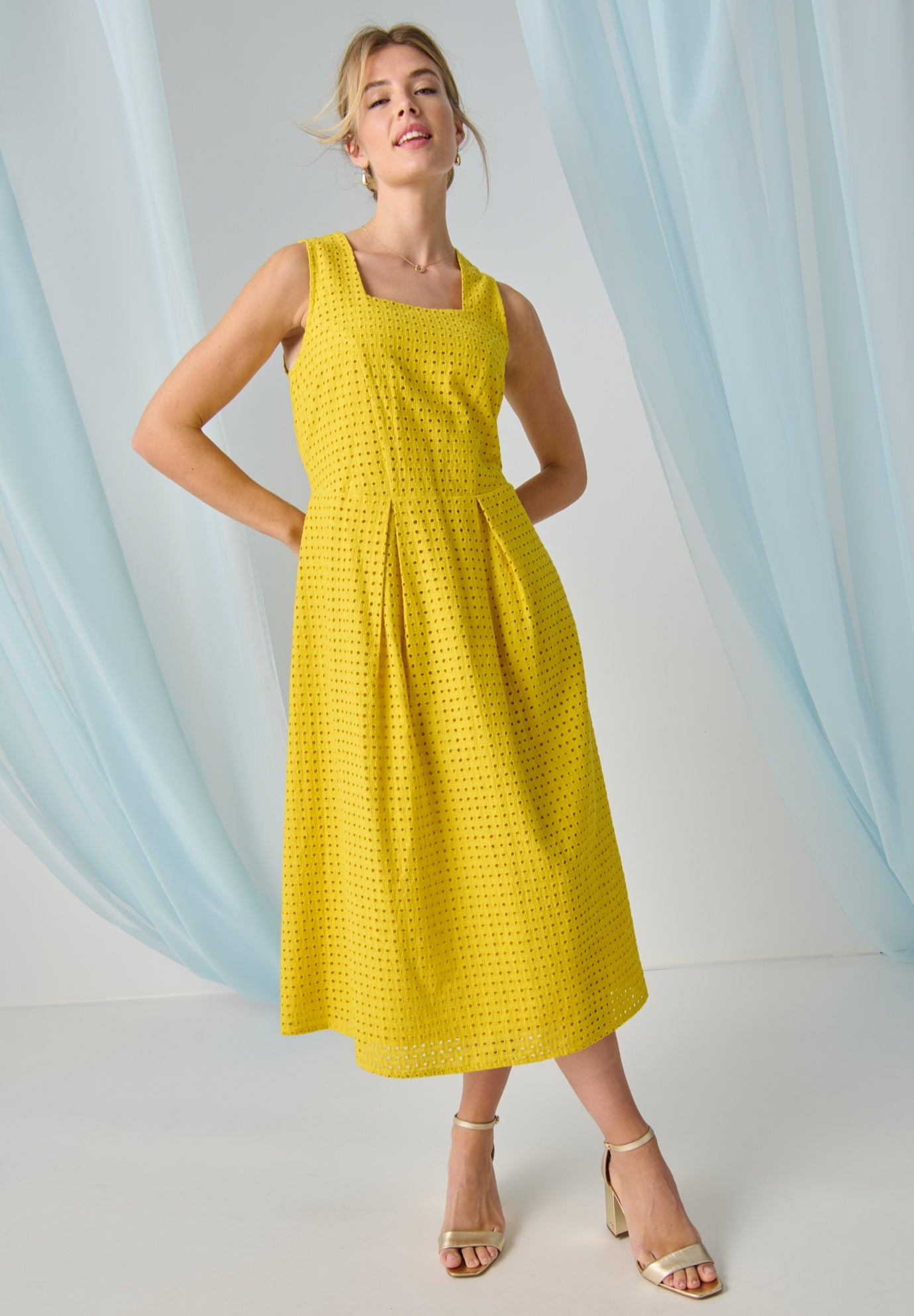 Sleeveless Eyelet Midi Dress image number 0