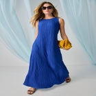 Sleeveless Plisse Maxi Dress image number null