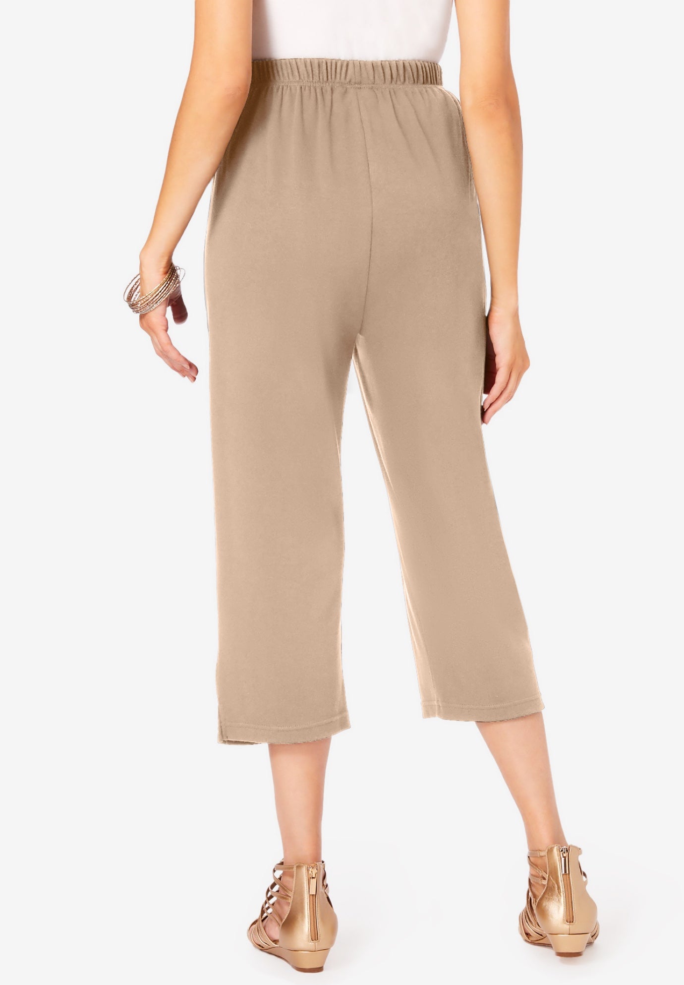 Plus Size Soft Knit Relaxed Pull-On Capri Pant image number 1