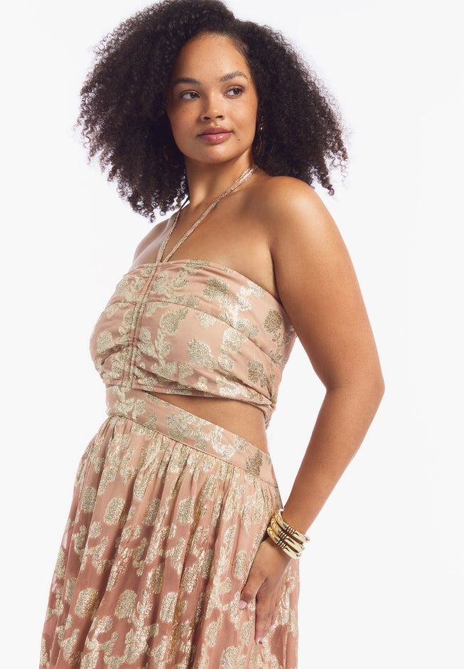 Metallic Jacquard Maxi Dress image number 4