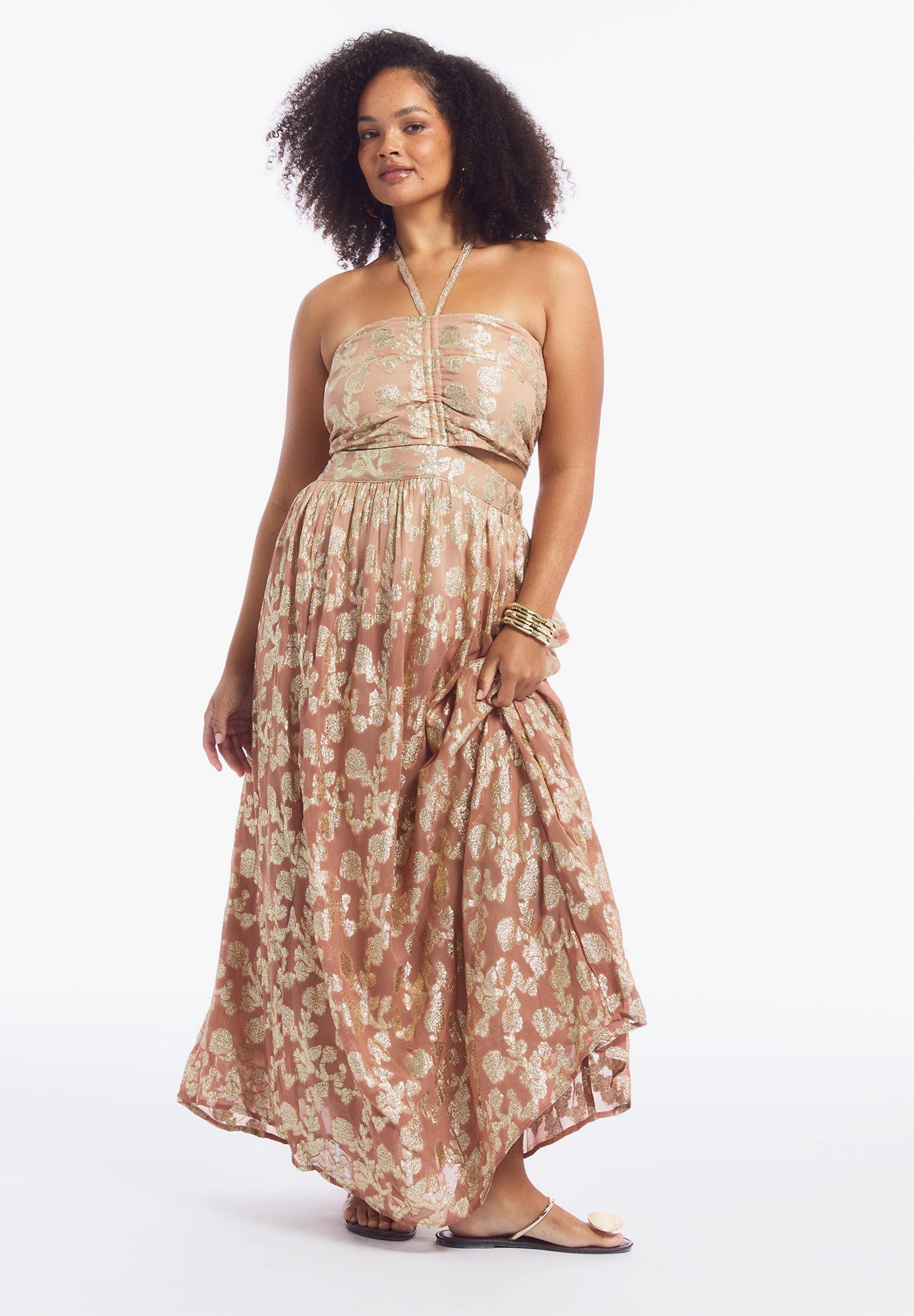 Metallic Jacquard Maxi Dress image number 1