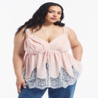 Lace-Trim Satin Camisole Top image number null