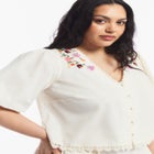 Lace-Trim Embroidered Poplin Top image number null