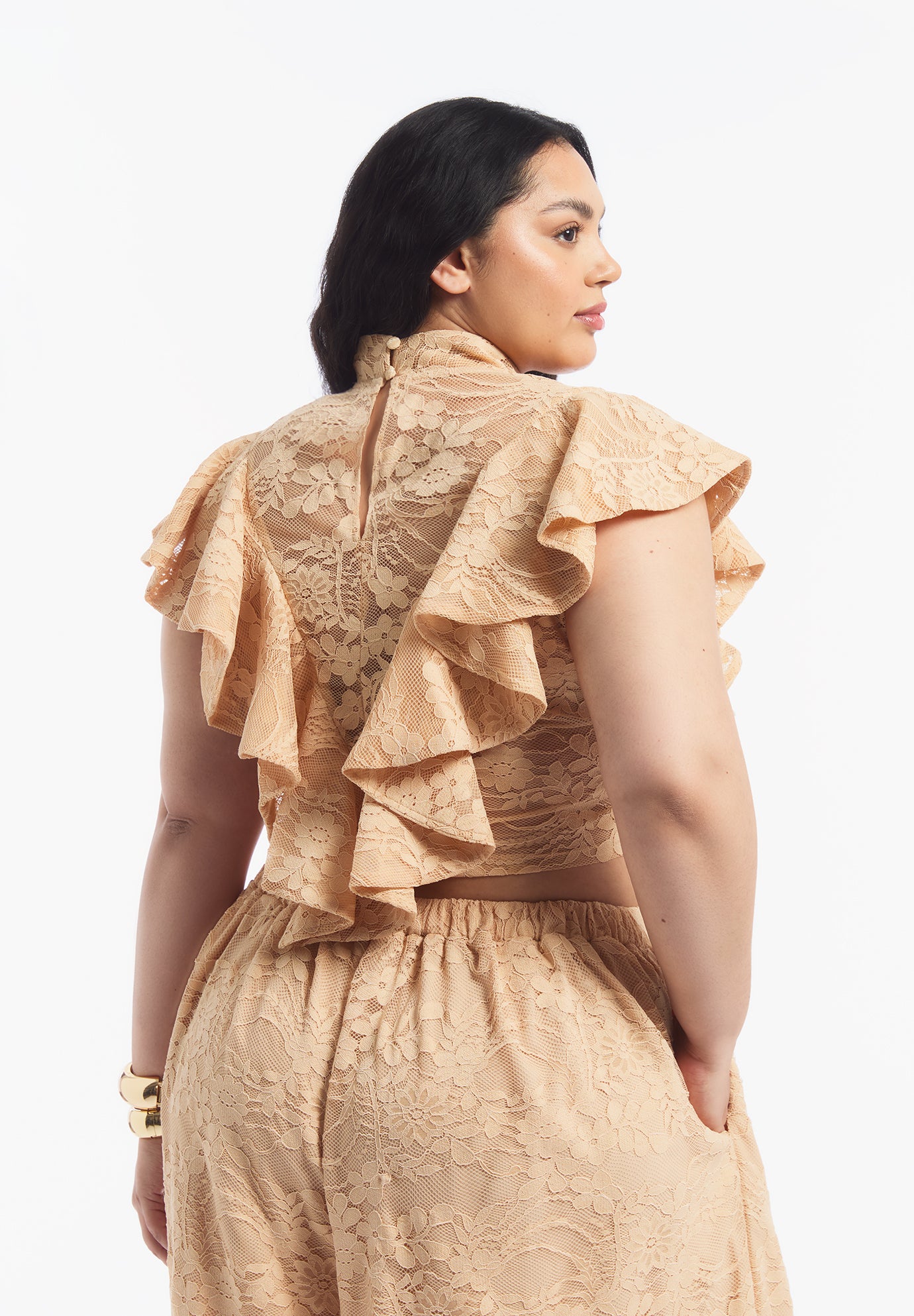 Floral Lace Ruffle Top image number 2