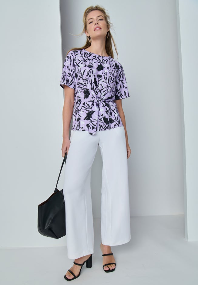 Stretch Crepe Tie Waist Top image number 1