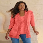 Crochet Trim Pointelle Cardigan image number null