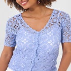 Crochet V-Neck Cardigan image number null