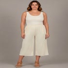 Knit Gauze Smocked Wide-Leg Crop image number 1