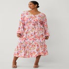 Button Front Midi Dress With Self Belt image number null