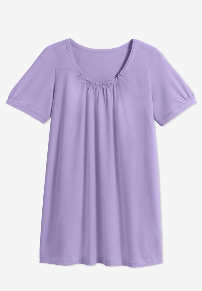 Perfect Short-Sleeve Shirred U-Neck Tunic image number 3